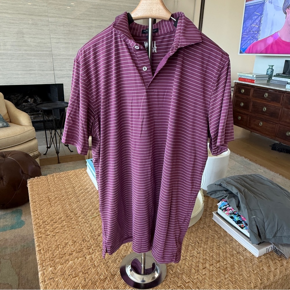 Peter Millar Burgundy Striped Polo Shirt